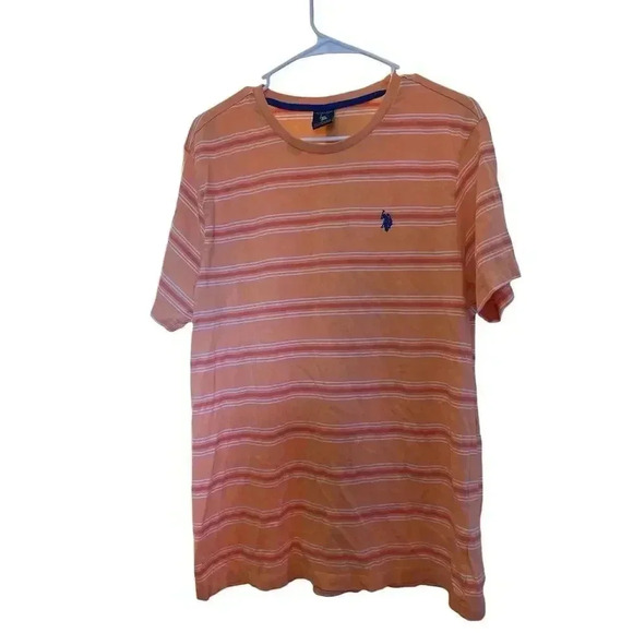 U.S. POLO ASSN.SIZE LARGE PEACH SHIRT WITH STRIPS - Picture 1 of 3
